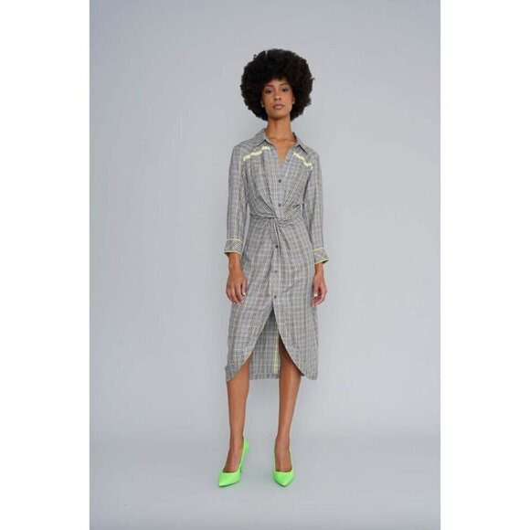 Le Superbe To-A-T Boyfriend Baller Midi Shirt Dress Black Grey Neon Womens Size - Picture 1 of 16